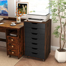 7-Drawer Chest Wooden Storage Dresser with Lockable Wheels