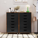 7-Drawer Chest Wooden Storage Dresser with Lockable Wheels
