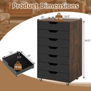 7-Drawer Chest Wooden Storage Dresser with Lockable Wheels