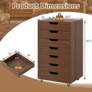 7-Drawer Chest Wooden Storage Dresser with Lockable Wheels