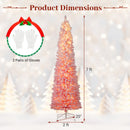 6 FTSnow-flocked Artificial Pink Christmas Tree Pre-lit Hinged Xmas Tree for Holiday Decoration