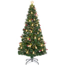 5/6/7 Feet Artificial Christmas Tree with Red Berries and Kerosene Lamps