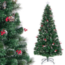 5/6/7 Feet Artificial Christmas Tree with Red Berries and Kerosene Lamps