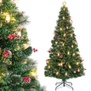 5/6/7 Feet Artificial Christmas Tree with Red Berries and Kerosene Lamps