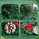 5/6/7 Feet Artificial Christmas Tree with Red Berries and Kerosene Lamps