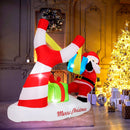 7 Feet Christmas Inflatables Santa with Slingshot and Built-in LED Lights Outdoor Decoration