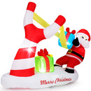 7 Feet Christmas Inflatables Santa with Slingshot and Built-in LED Lights Outdoor Decoration