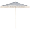 7 Feet Patio Umbrella with Fringe Sun-Protective Beach Umbrella with Boho Tassel