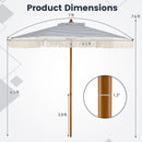 7 Feet Patio Umbrella with Fringe Sun-Protective Beach Umbrella with Boho Tassel