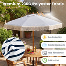 7 Feet Patio Umbrella with Fringe Sun-Protective Beach Umbrella with Boho Tassel
