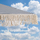 7 Feet Patio Umbrella with Fringe Sun-Protective Beach Umbrella with Boho Tassel