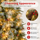 5 Feet Pre-Lit Artificial Christmas Tree with 8 Modes LED Lights with Berries
