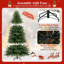 7 Feet Pre-Lit Artificial Christmas Tree Hinged Faux Xmas Tree with Soft Branch Tips
