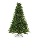 6/7 FT Artificial Christmas Tree with Pine Cones and Adjustable Brightness