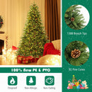 6/7 FT Artificial Christmas Tree with Pine Cones and Adjustable Brightness