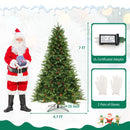 6/7 FT Artificial Christmas Tree with Pine Cones and Adjustable Brightness