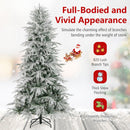 7 Feet Snow-flocked Artificial Christmas Tree Pre-lit Hinged Xmas Tree with Warm White LED Lights