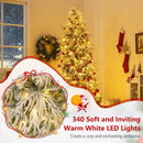 7 Feet Snow-flocked Artificial Christmas Tree Pre-lit Hinged Xmas Tree with Warm White LED Lights