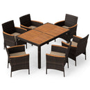 7-Piece Patio Dining Set with Acacia Wood Table & Cushions