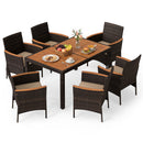 7-Piece Patio Dining Set with Acacia Wood Table & Cushions