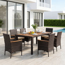7-Piece Patio Dining Set with Acacia Wood Table & Cushions