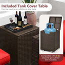 7 Pieces Outdoor Furniture Set with 32 Inch Fire Pit Table and Propane Tank Cover