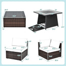 7 Pieces Patio Furniture Set with 35 Inches 50000 BTU Propane Gas Fire Pit Table and Waterproof Cover for Firpit