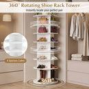 7-Tier Rotating Shoe Rack Tower with 360° Spin - White