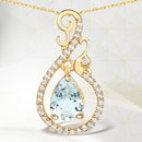 0.76 Carat Genuine Aquamarine and White Diamond 14K Yellow Gold Pendant
