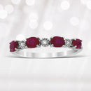 1.08ct Ruby Diamond Fashion band rings 14KT White Gold