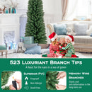 5/6/7/8 Feet Pencil Christmas Tree with 295/392/523/671 Memory Wire Branch Tips and Upgraded Metal Stand