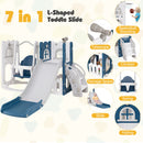 7-in-1 Toddler Swing and Slide Set with Basketball Hoop