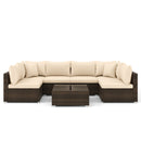 7 Pieces Patio Rattan Furniture Set with Sectional Sofa Cushions
