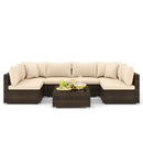 7 Pieces Patio Rattan Furniture Set with Sectional Sofa Cushions