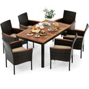 7-Piece Rattan Patio Dining Set with Stackable Chairs