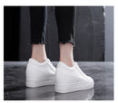 Soft Leather White Thick Bottom Height Increasing Insole Canvas Shoes
