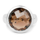 10.80 Carat Genuine Smoky Quartz .925 Sterling Silver Ring