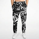 Black and White Oil Spill Unisex Cargo Joggers (Fleece Lined)