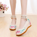 Women's Rhinestone Ethnic Style Double Buckle Canvas High Heels