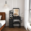 Vanity Desk Set with Lighted Mirror, 4 Drawers & Stool