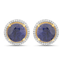 5.20 Carat Dyed Sapphire and White Diamond .925 Sterling Silver Earrings