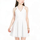 Crystal Dolls White Sleeveless V Neck Short Fit + Flare Dress Juniors 5