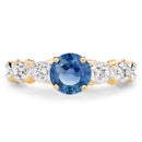 1.27 Carat Genuine Blue Sapphire and White Diamond 14K Yellow Gold Ring