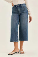 Judy Blue High Waist "Dottie" Wide Crop Md Quarry Fade Jeans