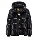 Mens Hooded Black And Gold Goose Down Jacket