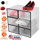 6Pcs Collapsible Shoe Box Stackable Shoe Storage Bin Transparent Dustproof PP Shoe Organizer Container