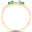 0.35 Carat Genuine Zambian Emerald and White Diamond 14K Yellow Gold Ring