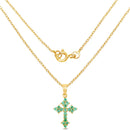 14K Yellow Gold Plated 1.05 Carat Genuine Zambian Emerald .925 Sterling Silver Pendant