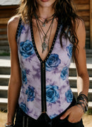 Women's V-neck Zipper Sleeveless Slim-fit Short Vest
