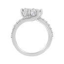 10K White Gold Two-Stone Miracle-Set Diamond Bypass Ring (1 Cttw, H-I Color, I1-I2 Clarity) - Size 6